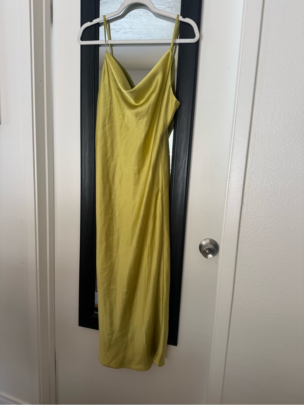 Joie Satin Cowl Maxi Dress in Chartreuse